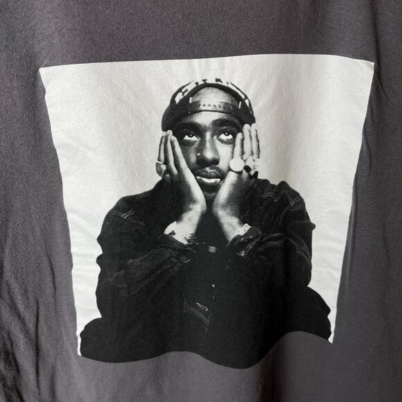 2Pac Rap Tee T Shirt Gray XXL 2XL Artist Rapper Graphic 100% Cotton Solid Logo - Picture 5 of 12